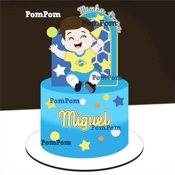 Topo de Bolo Mesversário Brasil Menino