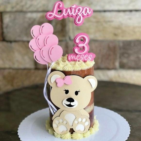 Topo de Bolo Mesversário Ursinha