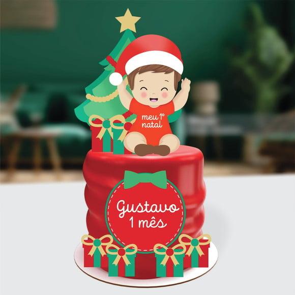 Topo de Bolo Meu Primeiro Natal Menino