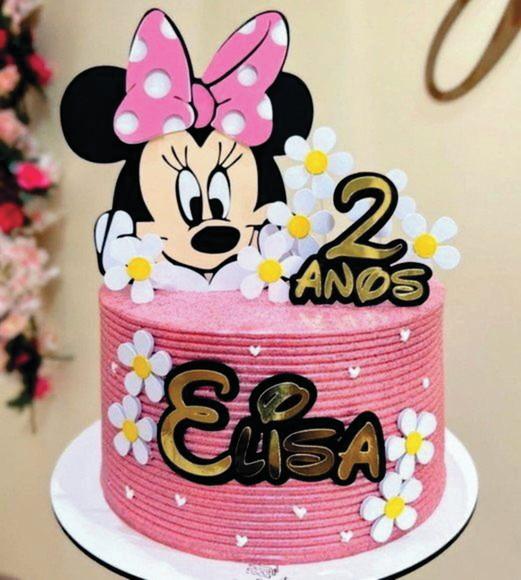 Topo de Bolo Minnie Rosa