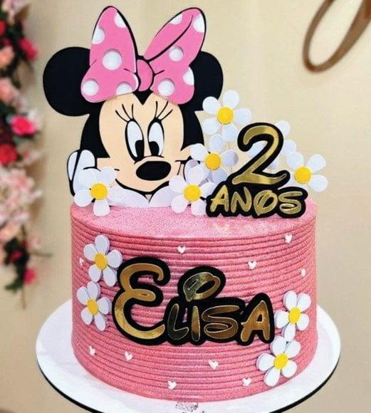 Topo de Bolo Minnie Rosa