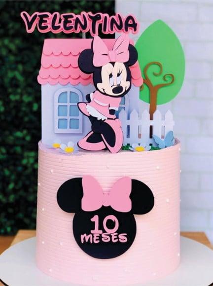 Topo de Bolo Minnie Rosa Camadas Arquivo de Corte