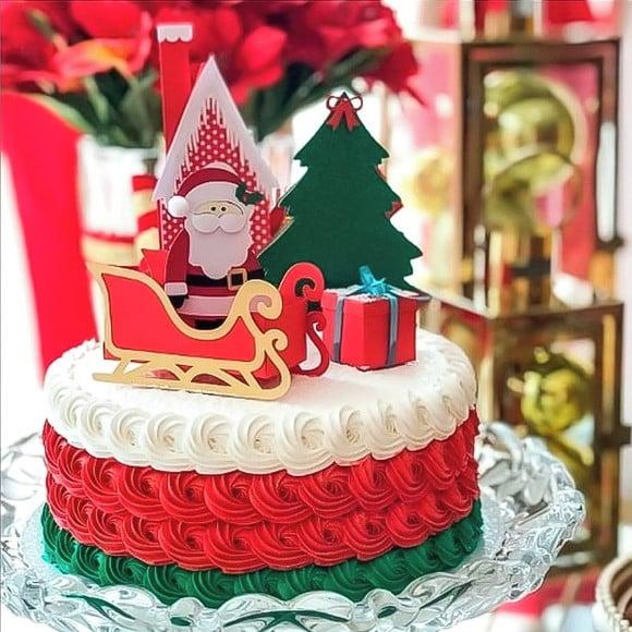 Topo de Bolo Natal Treno em 3d-arquivo Digital #4