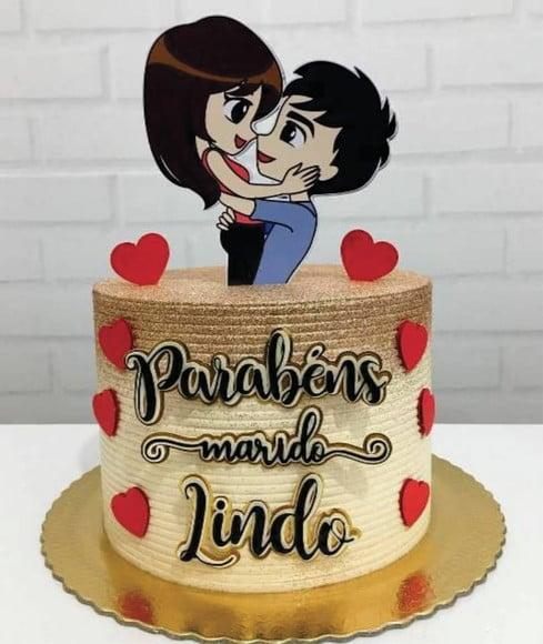Topo de Bolo Parabéns Marido Lindo