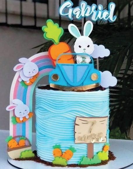 Topo de Bolo Páscoa Arco Íris Fusca Arquivo de Corte