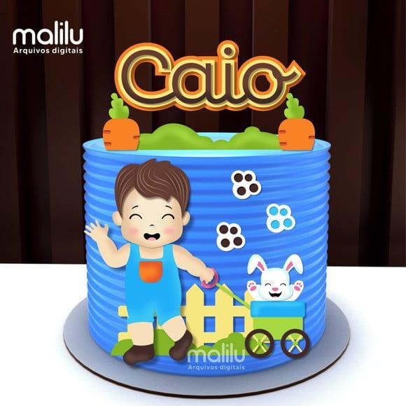 Topo de Bolo Pascoa Coelhinhos no Balão