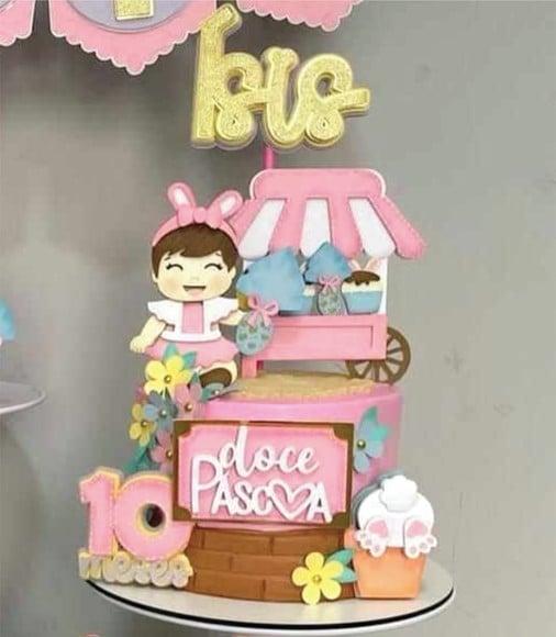 Topo de Bolo Páscoa Menina