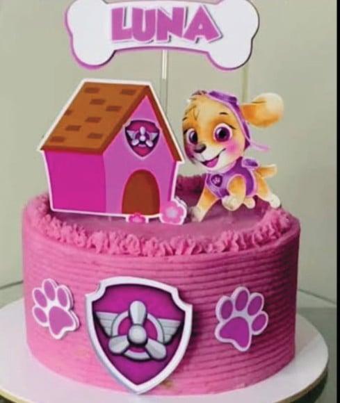 Topo de Bolo Patrulha Canina Rosa Sky