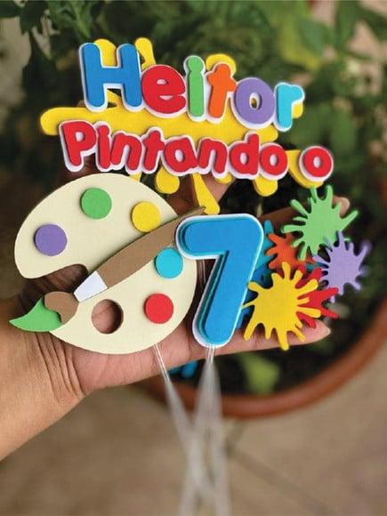 Topo de bolo pintando o 7