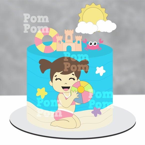 Topo de Bolo Pool Party Menina