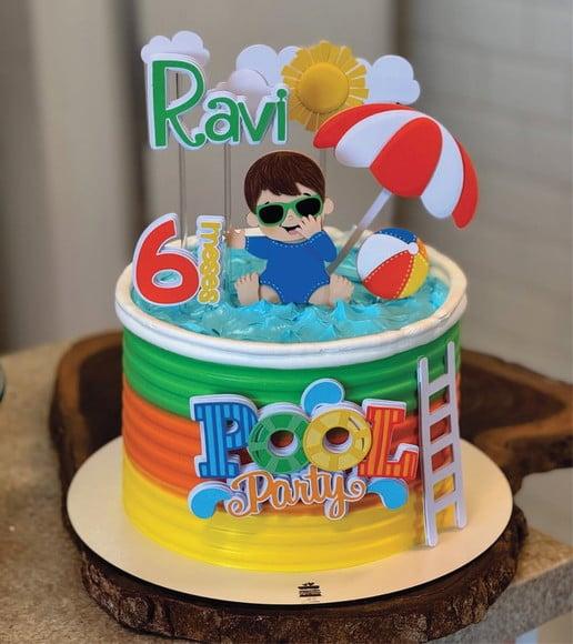 Topo de Bolo Pool Party Mesversário