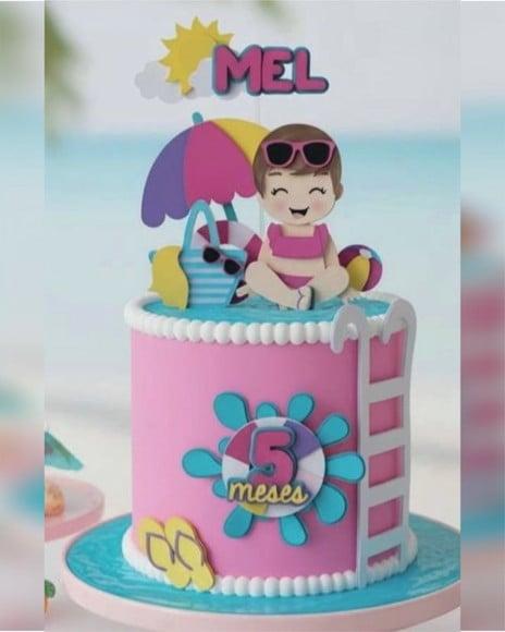 Topo de Bolo Pool Party Mesversário