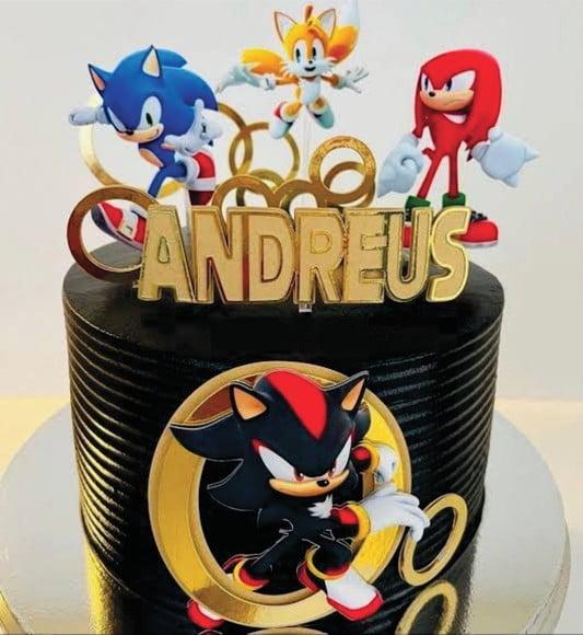 Topo de Bolo Sonic Preto Shadow