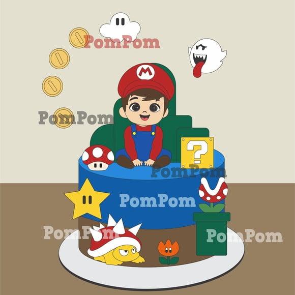 Topo de Bolo Super Mario Baby