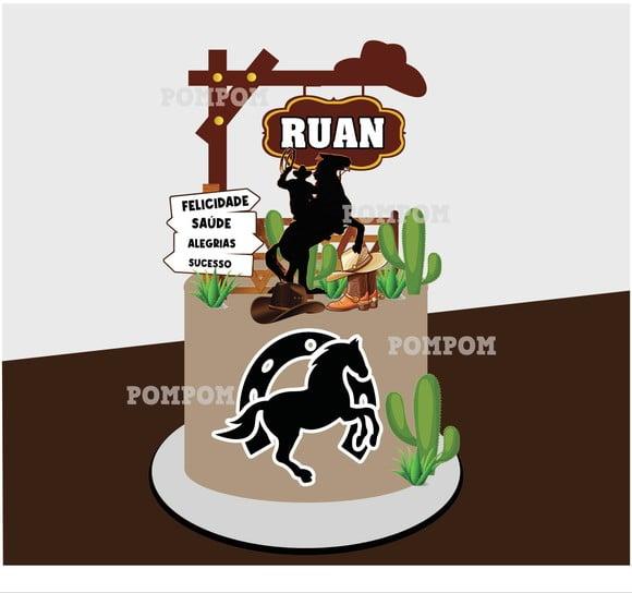 Topo de Bolo Vaqueiro Vaquejada Cavalo Arquivo de Corte
