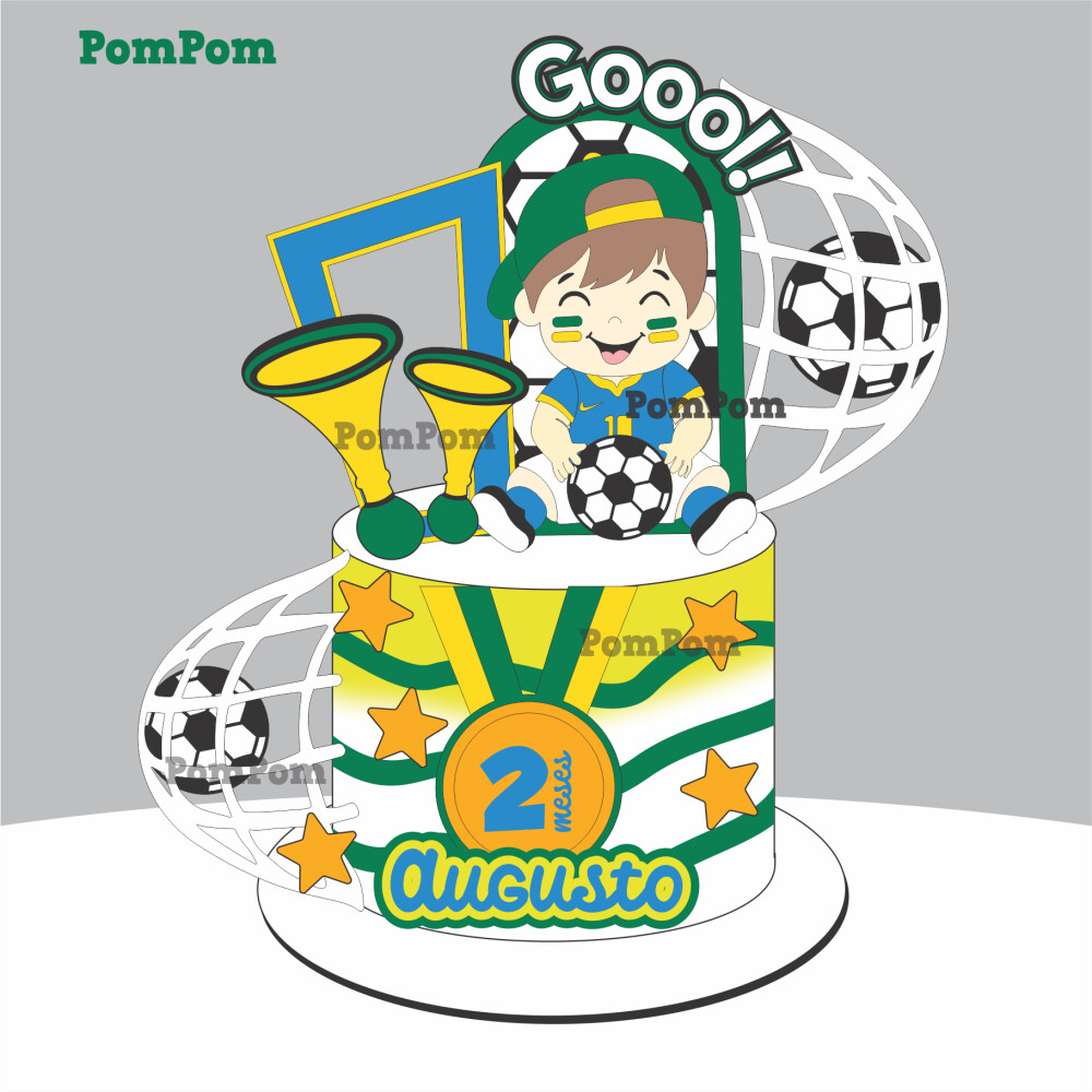 Topo de Bolo Futebol Brasil Menino