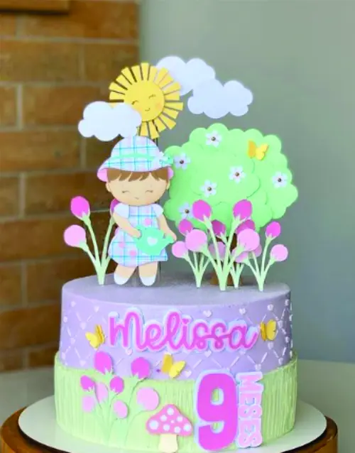 Arquivo de Corte Topo de Bolo Jardim Encantado Menina