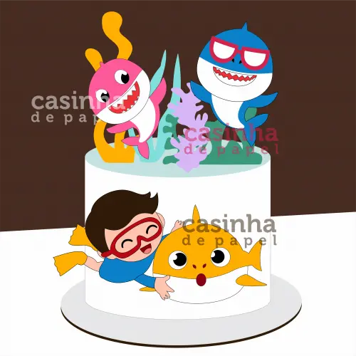 Arquivo de Corte Topo de Bolo Baby Shark Menino Baby