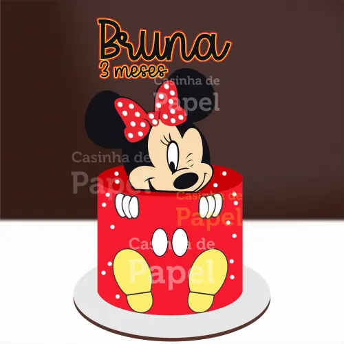 Arquivo de Corte Topo de Bolo Minnie Vermelha Arquivo de Corte