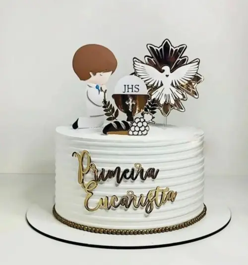Topo de Bolo Primeira Eucaristia Menino Arquivo de Corte