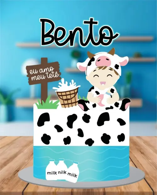 Arquivo de corte topo de bolo eu amo tete menino Vaquinha