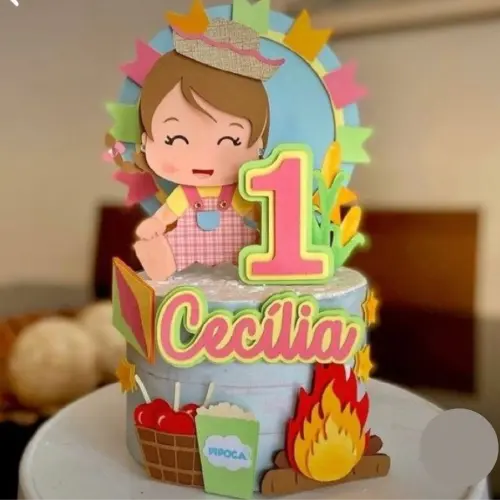 Topo de Bolo Junino Menina Arquivo de Corte