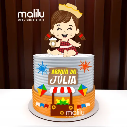 Topo de Bolo Junino Menina Arquivo de Corte