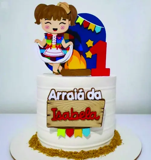 Topo de Bolo Junino Menina Arquivo de Corte
