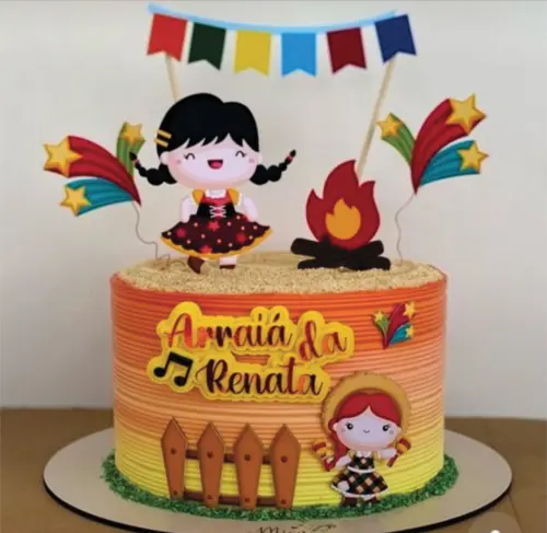 Topo de Bolo Junino Menina Arquivo de Corte