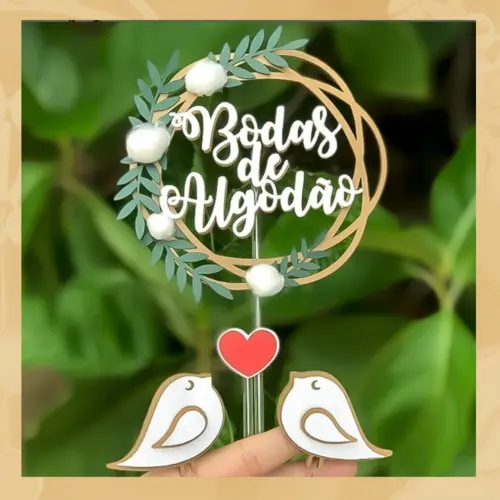 Topo de bolo bodas de algodão arquivo de corte