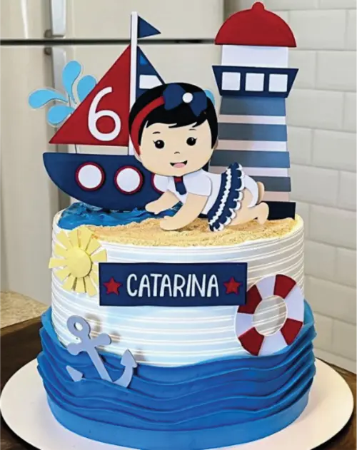Topo de Bolo Marinheira Baby Arquivo de Corte