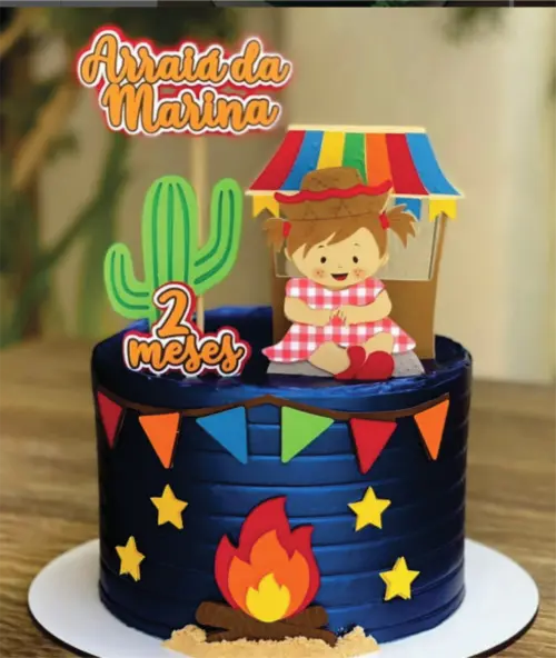 Topo de Bolo Junino Menina Arquivo de Corte