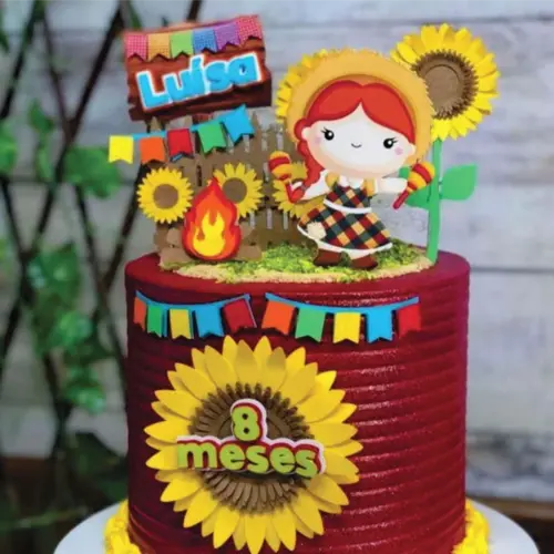 Topo de Bolo Junino Menina Arquivo de Corte