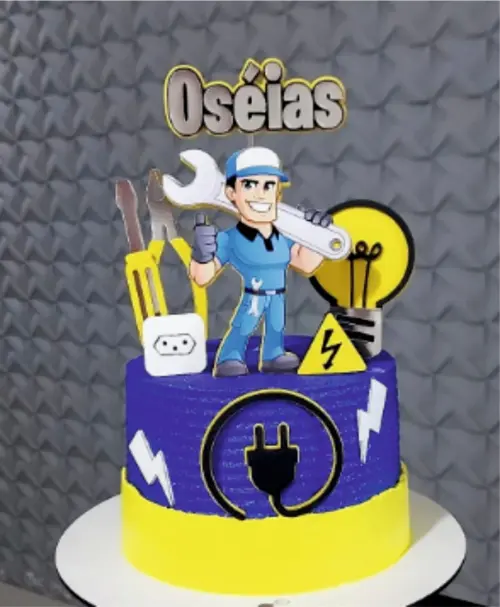 Topo de Bolo Eletricista Arquivo de Corte Silhouette