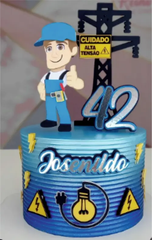 Topo de Bolo Eletricista Arquivo de Corte Silhouette