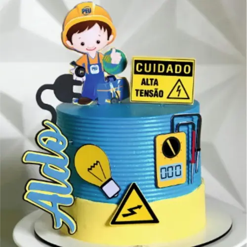 Topo de Bolo Eletricista Arquivo de Corte Silhouette