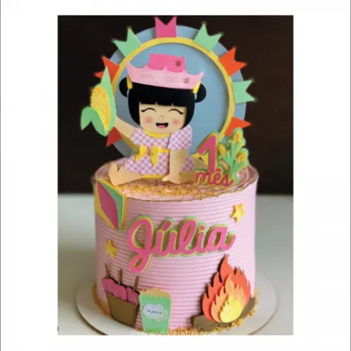 Topo de Bolo Junino Menina Arquivo de Corte