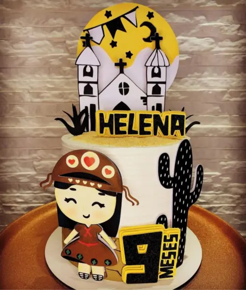 Topo de Bolo Junino Menina Arquivo de Corte