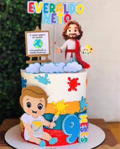 Topo de Bolo jesus Pintor do Mundo Arquivo de Corte Silhouette