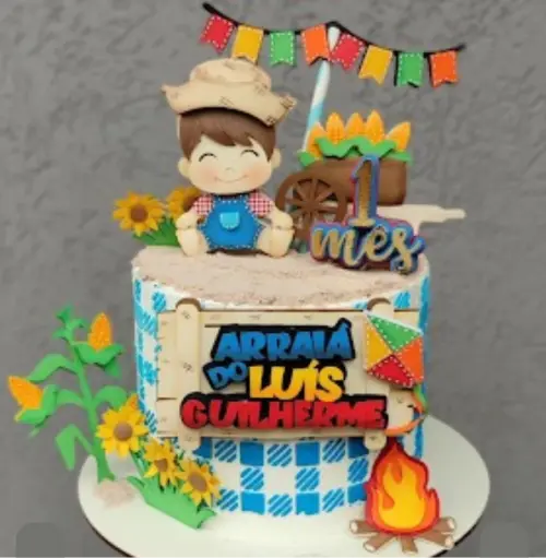 Topo de Bolo Junino Menino Arquivo de Corte