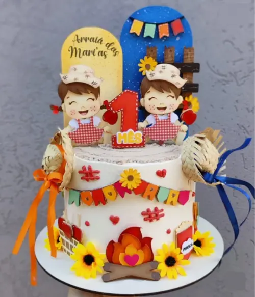 Topo de bolo junino Meninas arquivo de corte