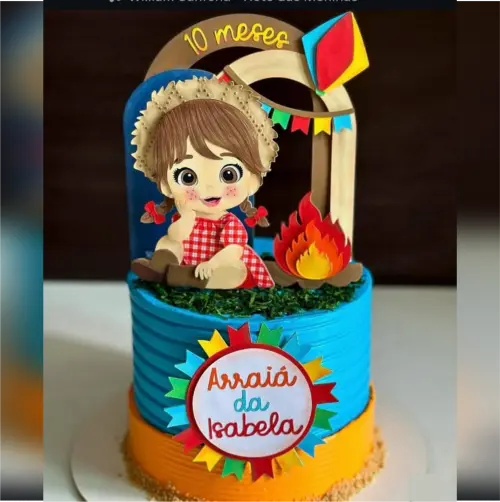 Topo de Bolo Junino Menina Arquivo de Corte