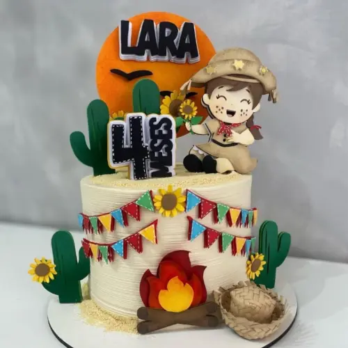 Topo de Bolo Junino Menina Arquivo de Corte