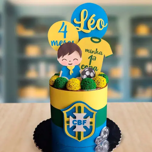 Topo de Bolo Futebol Menino Brasil Arquivo de Corte Silhouette