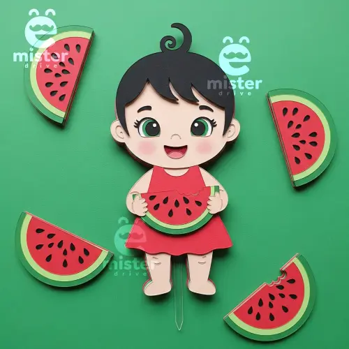 Topo de Bolo Melancia Magali Arquivo Silhouette - Cópia