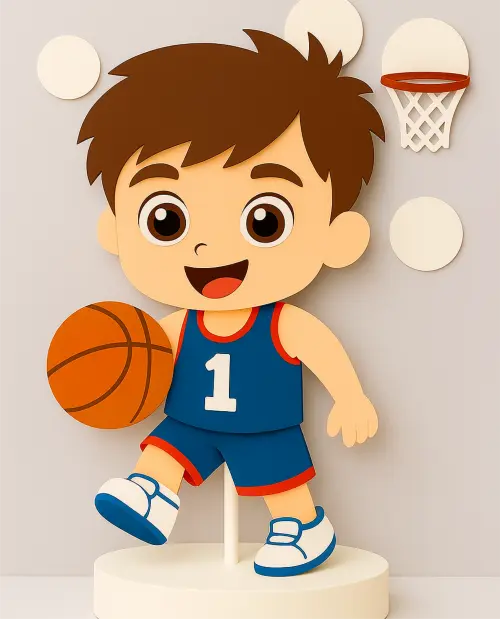 Topo de Bolo basquete Menino Baby Arquivo de Corte