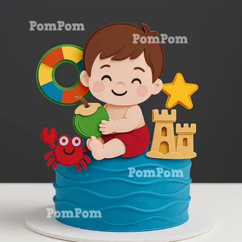 Topo de bolo verão menino Arquivo de Corte Silhouette