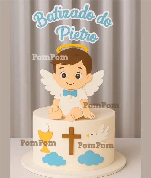 Topo de Bolo batismo Menino Arquivo de corte