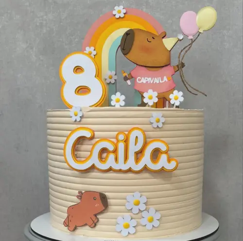 Topo de bolo capivara mesversário arquivo de corte Silhouette Studio