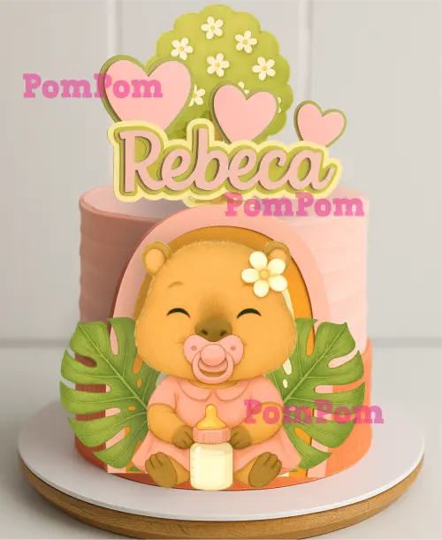 Topo de bolo capivara mesversário arquivo de corte Silhouette Studio